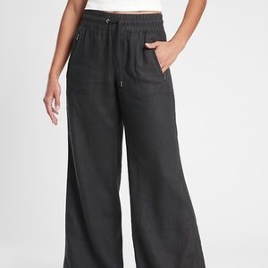 Athleta Cabo Linen Wide Leg Pant Black (0 Petite)